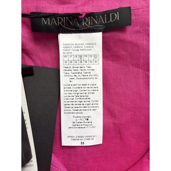 NEW Marina Rinaldi Fisica 100% Linen Button Down Top Womens 24 Plus Pink Fuchsia - Picture 12 of 13
